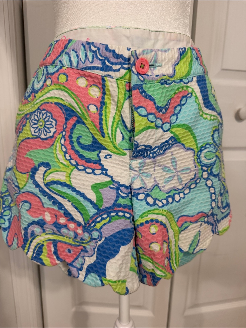 Lilly Pulitzer Multicolor Paisley Seersucker Shorts — Pink, Blue & Green